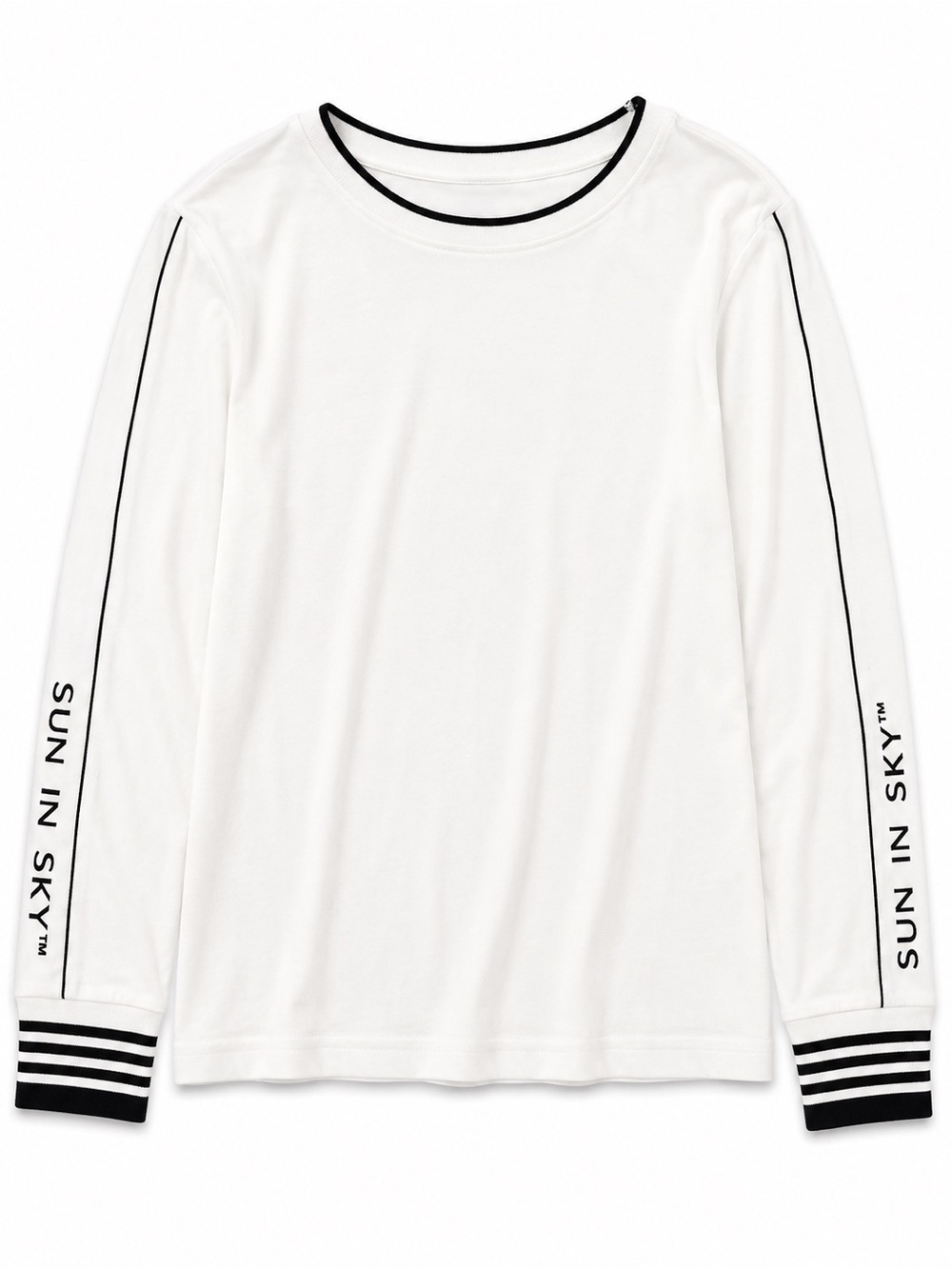 Sun In Sky White Long Sleeve Graphic Top Black Trim - Picture 2 of 6
